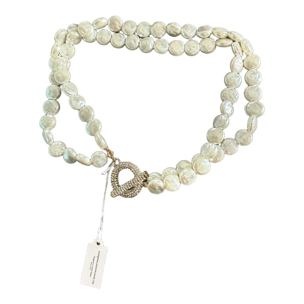 Park Lane White Pearl Rhinestone Lock Style Choker Necklace NWT Formal Elegant
